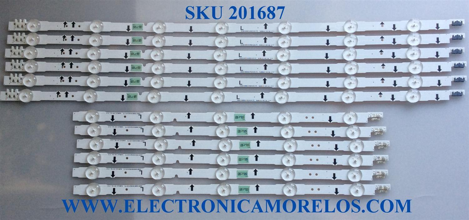 KIT DE LED´S PARA TV (12 PIEZAS) / SAMSUNG BN96-30427A / BN96-30428A / D4GE-500DCA-R2 / D4GE-500DCB-R2 / 30428A / 30427A / PANEL'S T500HVF06.D / GJ050BGA-B2 / GH050CSA-B5 / MOD UN50H6350 / UN50J6300 / UN50J5500 / SUSTITUTAS BN96-30425A / BN96-30426A